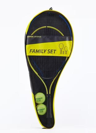 Набір для великого тенісу artengo duo дві ракетки (дитяча і доросла), два м'ячі жовто-синій