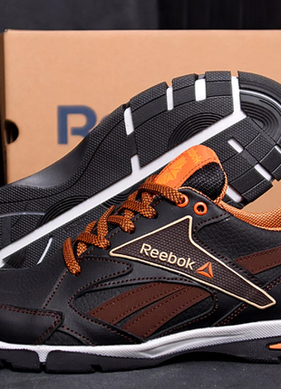 Мужские кожаные кроссовки reebok street style brown  210 brown