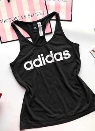 👚офигенная спортивная чёрная майка adidas оригинал/майка для спорта/чёрная борцовка👚