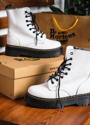 Черевики dr. martens jadon white black без хутра ботинки