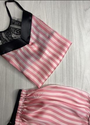 Жіноча сексуальна піжама з мереживом 🤗 майка штрты сексі піжамка шовкова піжама під victoria's secret