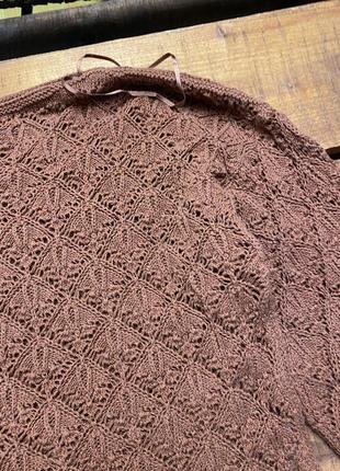 Женская укороченная кофта (свитер) zara (зара мрр идеал оригинал коричневая)5 фото