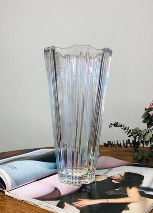 Ваза для цветов декоративная стеклянная перламутровая 12*25.