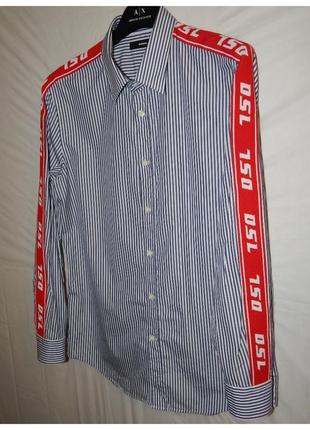 Хлопковая рубашка в полоску с лампасом на рукавах diesel s-nori long sleeve shirt6 фото