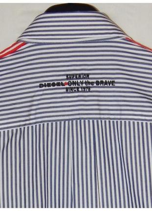 Хлопковая рубашка в полоску с лампасом на рукавах diesel s-nori long sleeve shirt7 фото