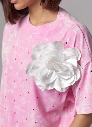 Oversize футболка с объемным цветком 🌸2 фото