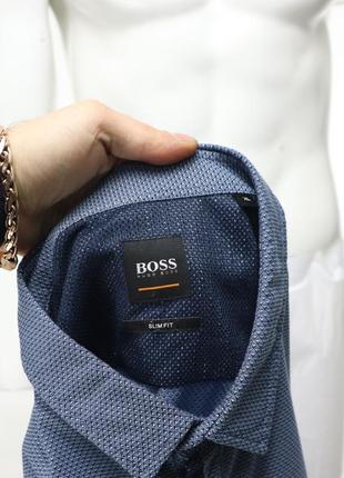 Мужская синяя рубашка hugo boss оригинал [ xl ]8 фото