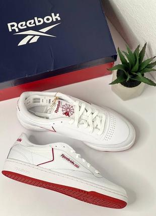 Кроссовки reebok classic qlb размер 40,5 белые с красной подошвой7 фото