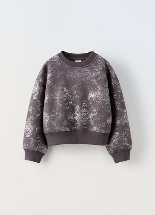 Світшот zara з металізованим принтом 13/14