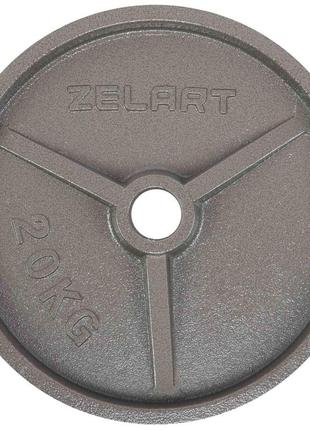 Блини (диски) сталеві d-52мм zelart ta-7792-20 20кг сірий2 фото