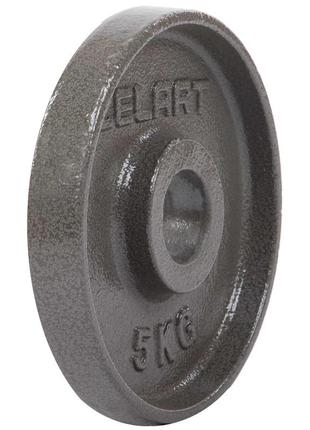 Блини (диски) сталеві d-52мм zelart ta-7792-5 5кг сірий3 фото