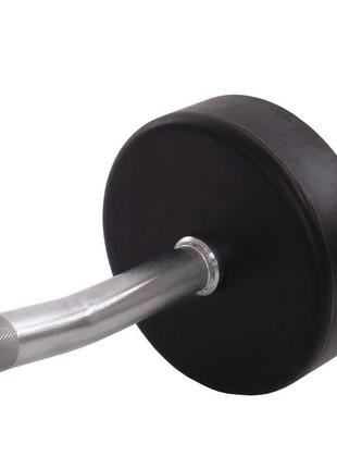 Штанга фіксована вигнута прогумована zelart rubber coated barbell ta-2687-25 довжина-95см 25кг чорний4 фото