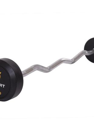 Штанга фіксована вигнута прогумована zelart rubber coated barbell ta-2687-25 довжина-95см 25кг чорний1 фото