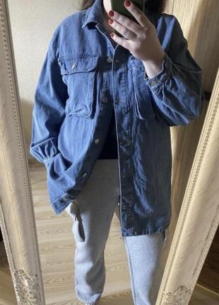 Новая стильная модная джинсовая куртка рубашка с накладными карманами 48-52 р