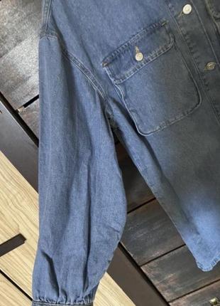 Новая стильная модная джинсовая куртка рубашка с накладными карманами 48-52 р7 фото