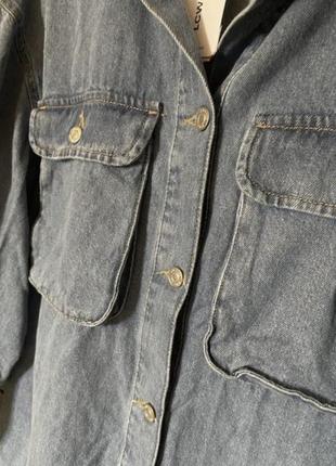 Новая стильная модная джинсовая куртка рубашка с накладными карманами 48-52 р3 фото