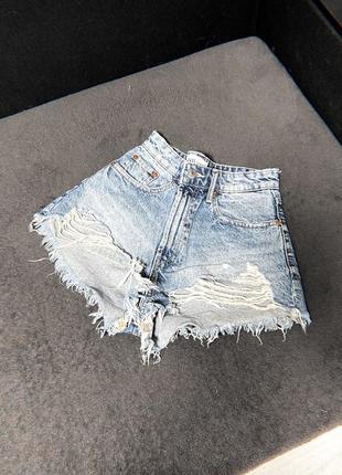 Базовые шорты zara джинс с рваными деталями3 фото