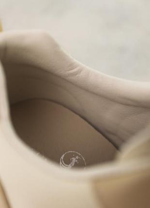 Стильные молочно-бежевые женские кеды весна-осень на высокой подошве, кожаные/кожа-женская обувь6 фото