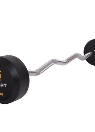 Штанга фіксована вигнута прогумована zelart rubber coated barbell ta-2687-35 довжина-95см 35кг чорний