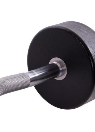 Штанга фіксована вигнута поліуретанова zelart urethane barbell ta-2690-35 довжина-110см 35кг чорний-салатовий4 фото