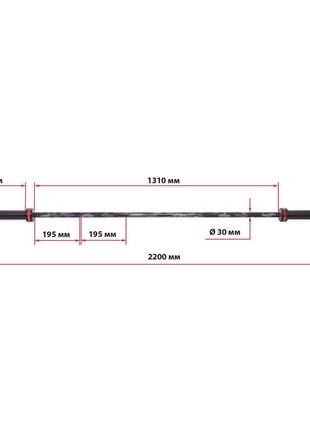Гриф для штанги олімпійський прямий для кросфіта zelart ta-7233 2,2м 28мм чорний-камуфляж6 фото