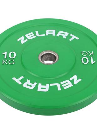 Блини (диски) бамперні для кросфіту гумові d-52мм zelart ta-7797-10 10кг зелений