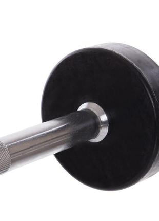 Штанга фіксована пряма прогумована zelart rubber coated barbell ta-2685-10 довжина-95см 10кг чорний4 фото