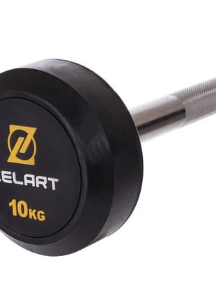 Штанга фіксована пряма прогумована zelart rubber coated barbell ta-2685-10 довжина-95см 10кг чорний3 фото