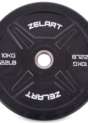 Диски (блини) бамперні для кросфіту zelart bumper plates ta-2258-10 51мм 10кг чорний2 фото