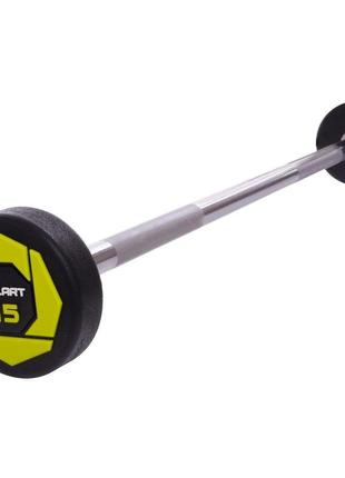 Штанга фіксована пряма поліуретанова zelart urethane barbell ta-2689-15 довжина-104см 15кг чорний-салатовий