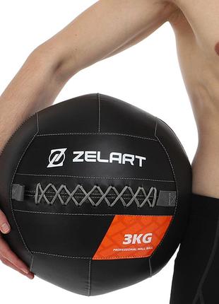 М'яч волбол для кросфіту та фітнесу zelart wall ball ta-7822-3 вага-3кг чорний8 фото