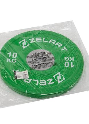Блини (диски) бамперні для кросфіту гумові d-52мм zelart ta-7798-10 10кг зелений8 фото