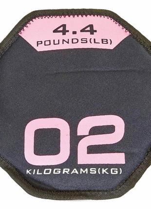 Диск м'який record sandbells fi-5718-2 2кг чорний-рожевий