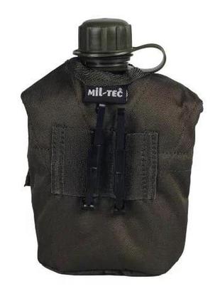 Фляга в чехле с подстаканником mil-tec olive 1l, тактическая фляга олива, фляга с кружкой для военных4 фото