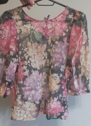 Блуза шифоновая с цветочным принтом