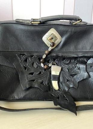 Винтажная кожаная сумка портфель1 фото