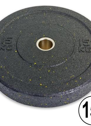 Диски (блини) бамперні для кросфіту record raggy bumper plates ta-5126-15 51мм 15кг чорний