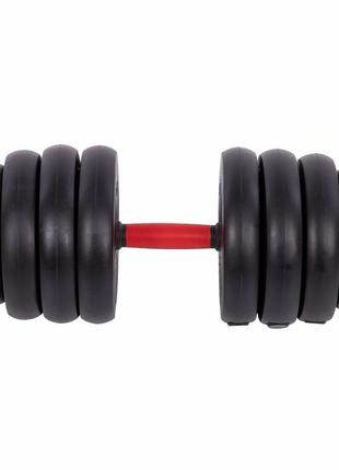 Набір гантелей зі штангою та гирей 3в1 багатофункціональний sport-trade ln-1100-40 вага 40кг чорний-червоний5 фото