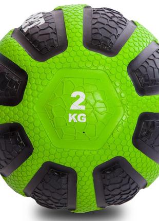 М'яч медичний медбол zelart medicine ball fi-0898-2 2кг чорний-зелений