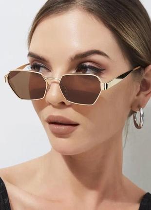 Тренд стильні жіночі коричневі сонцезахисні окуляри uv400 сонячні очки антиблик1 фото