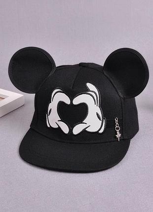 Детская кепка снепбек с ушками сердце с прямым козырьком, унисекс