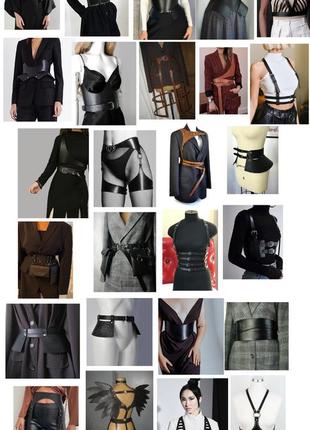 Широкий шкіряний браслет  в стилі rick owens, gothic, boho, alt, witchcore,  halloween, rave браслет5 фото
