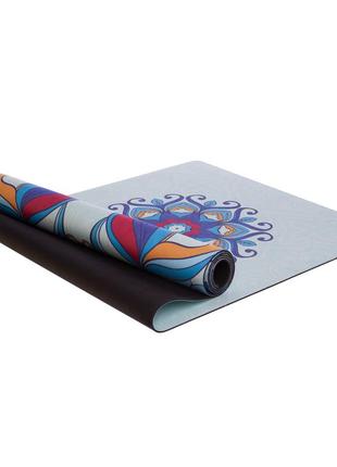 Килимок для йоги замшевий record fi-5662-58 розмір 183x61x0,3см м'ятний-синій1 фото