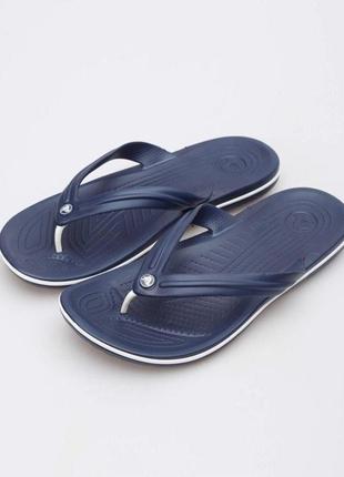 Крокс крокбенд фліпи вьетнамки сині crocs crocband flip navy/white