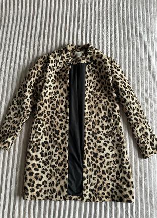 Пальто женское леопардовый принт h&amp;m3 фото