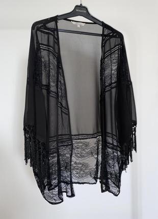 Женская черная накидка халат размер l1 фото