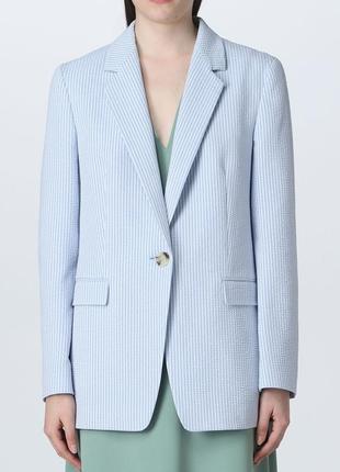Женский пиджак бомбер жакет винтаж ретро в полоску белый синий женская одежда женские
