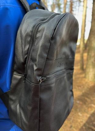 Рюкзаки школьные calvin klein кожаные черного цвета, красивые унисекс портфели городские для подрост3 фото