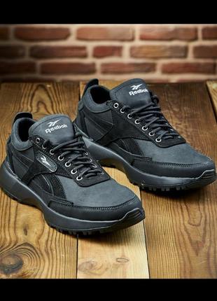 Мужские кожаные кроссовки с логотипом reebok