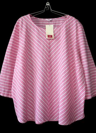 Красивая летняя блузка в полоску, лен и хлопок р.241 фото